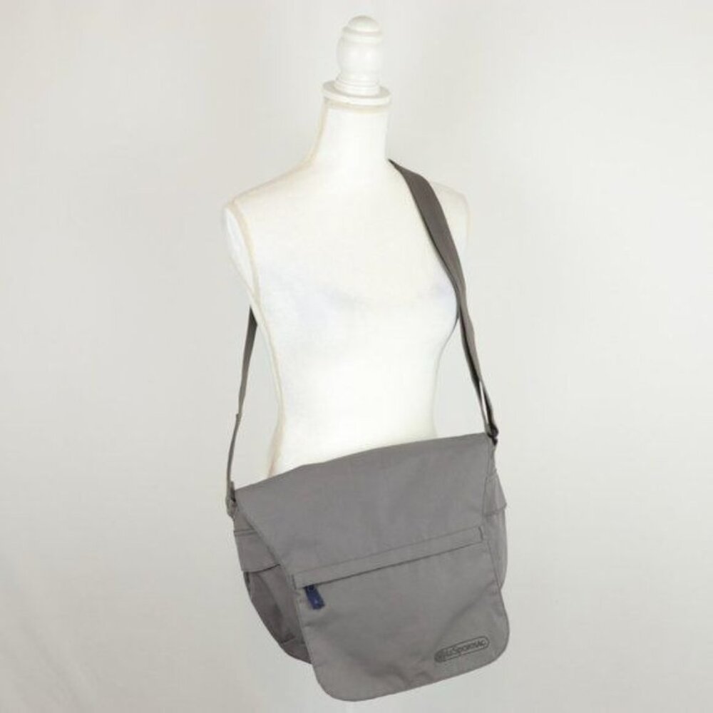 LeSportsac Women's Gray Canvas Rip Stop Flap Crossbody Bag
